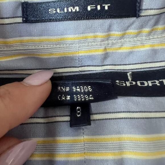 ✨Polo Ralph Lauren Sport Womens Size 8 Slim Fit Striped Button Up Long Sleeve - Picture 4 of 7